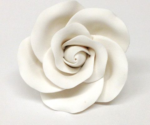 Large White gum paste rose flower