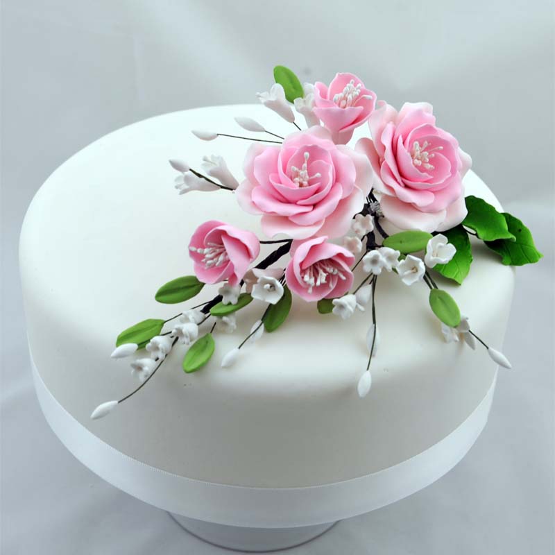 Large Amber Rose Spray Bouquet Sugar Flower Wedding Birthday Cake Decoration Sugar Art Deco