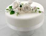 Large Amber Rose Spray White on cake