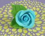 Small tea rose blue with 2 leaves
