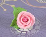 Small tea rose pink with 2 leaves