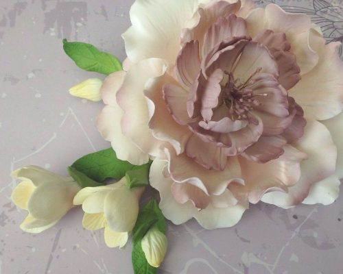 Extra large 14cm Peony and buds spray sugar flowers